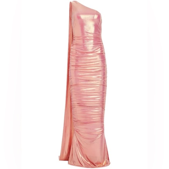 NWT Retrofete Shannon Dress in golden peach - pink metallic - Size L - Picture 5 of 13